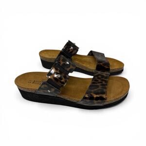 NAOT Ashley Patent Leather Tortoise Print Studded Slide Sandal US 10 EU 41